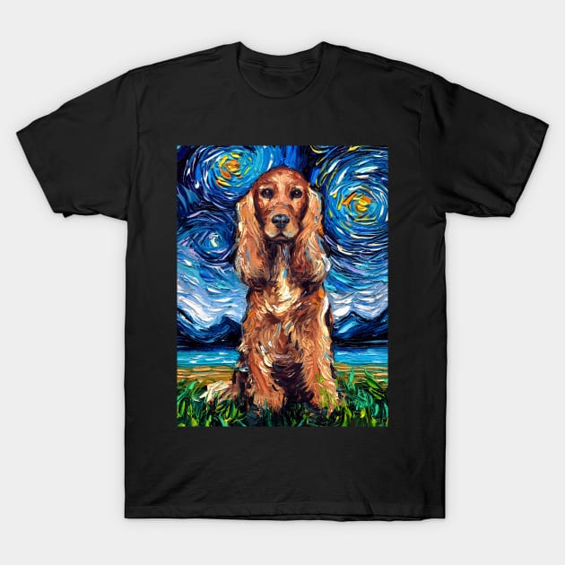 Red Cocker Spaniel Starry Night T-Shirt by sagittariusgallery